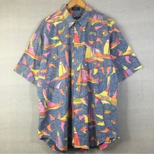 Vintage 90s Kenneth Gordon KSG Mens Hawaiian Button Down Shirt
